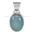 Hermosa piedra preciosa Aquamarine con 925 de plata esterlina bisel Set colgante liso al mejor precio